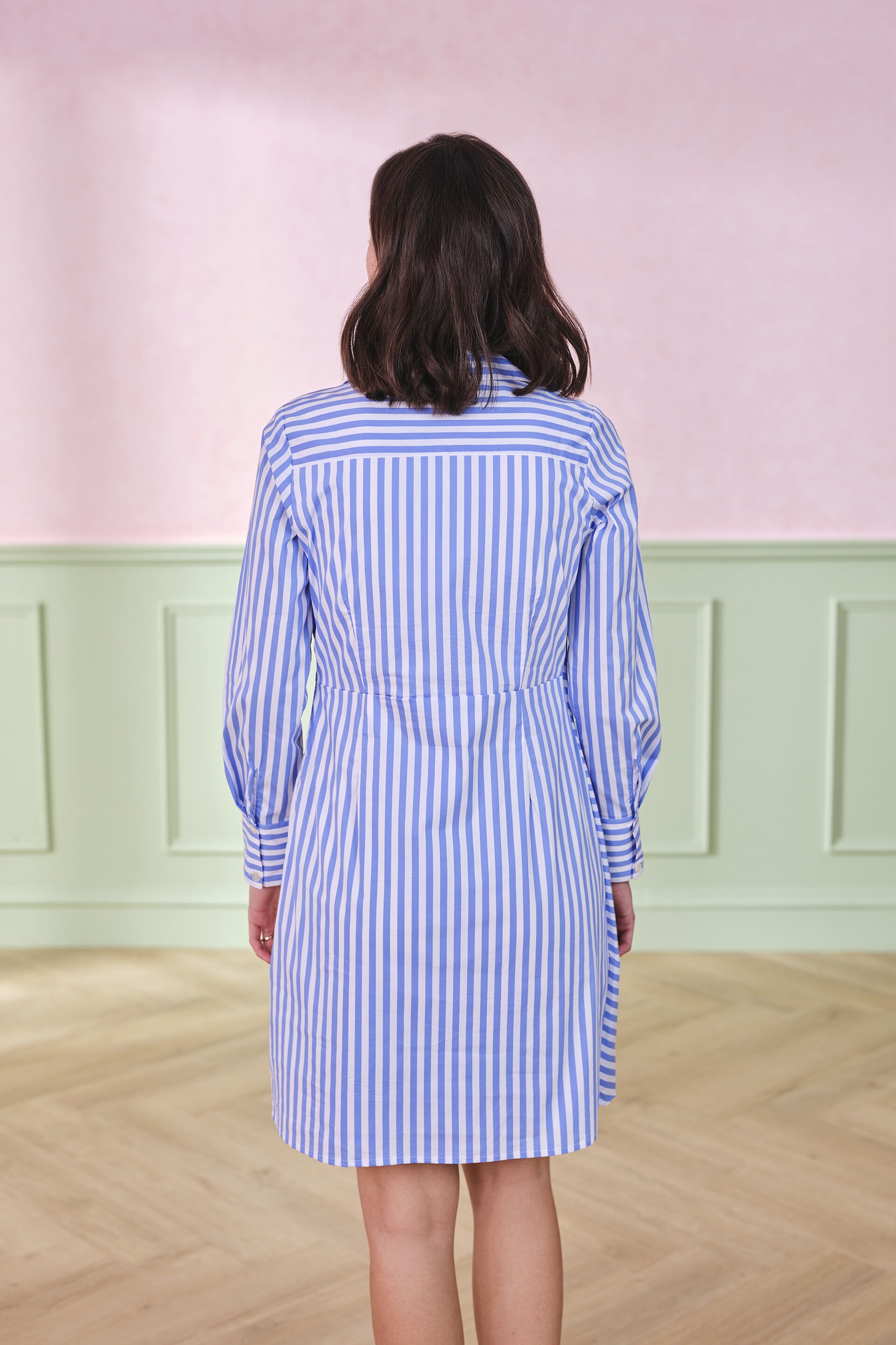 Cloudy Sky Cotton Blend Wrap Dress, Blue, image 4